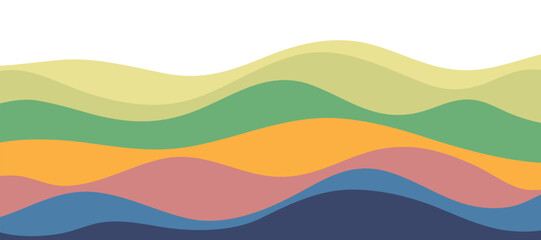 Mountain colors, translucent waves, sunset, abstract glass shapes, modern background, design vector illustration