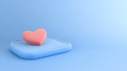 Emotional heart symbolization soft blue background digital art minimalist environment close-up view love concept
