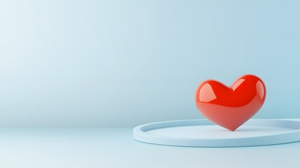 Celebrating love with a 3d red heart minimalist studio digital art calm environment close-up view romantic concept