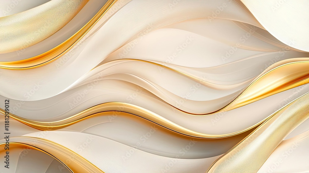 Poster gold abstract background idea. elegant flowing waves in cream and gold create a sophisticated backgr