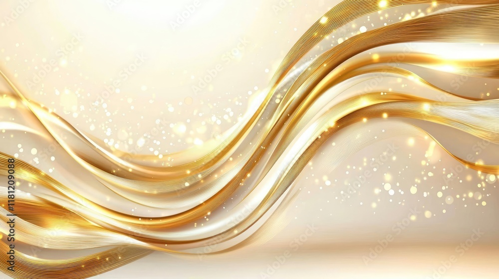 Poster gold abstract background idea. elegant golden waves with a shimmering effect on a soft background.
