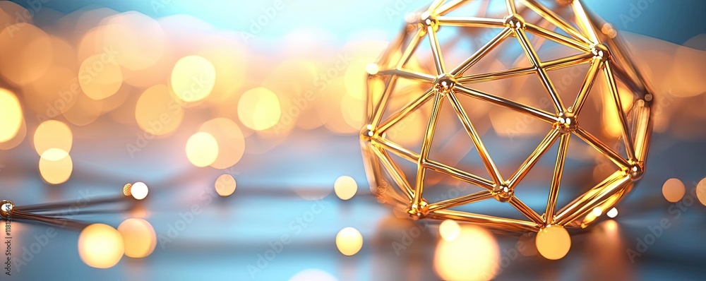 Poster gold abstract background idea. abstract geometric shape with glowing lights creating an artistic atm