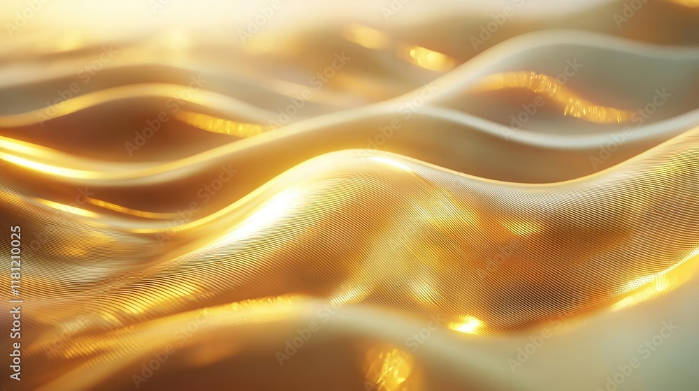 Poster gold abstract background idea. flowing golden waves creating a serene and luxurious visual effect.