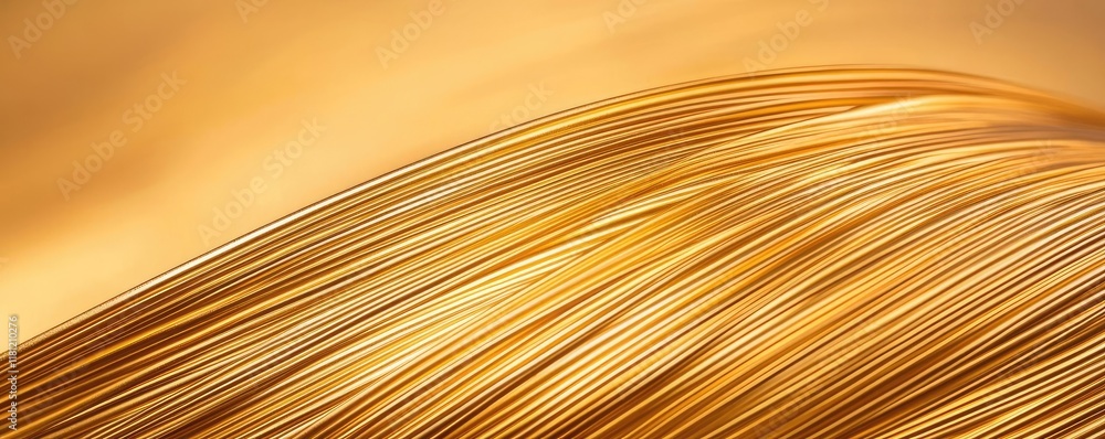 Poster gold abstract background idea. a close-up view showcasing elegant golden strands with a smooth, flow
