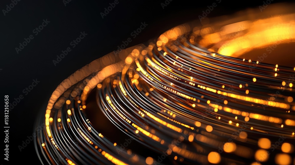 Poster gold abstract background idea. abstract glowing lines with sparkling lights on a dark background for