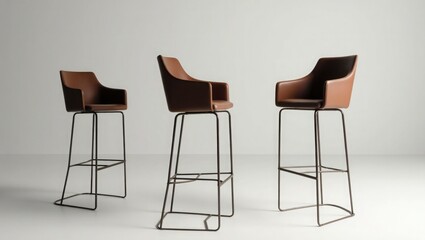 A set of chic bar stools with a clear backdrop. Concept for bar furniture