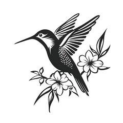 Naklejka premium A stylized hummingbird among floral designs.