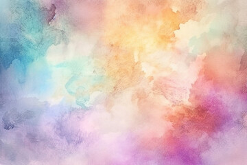 Dreamy art piece depicts abstract waves blending warm oranges with cool purples, symbolizing Watercolor background featuring soft, pastel colors blending together seamlessly, watercolor, background