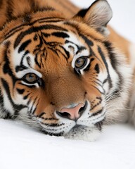 Fototapeta premium Siberian Tiger Close Up Winter Snow Majestic Wildlife