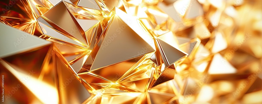Poster gold abstract background idea. abstract golden pyramids shining brightly, creating a luxurious and m