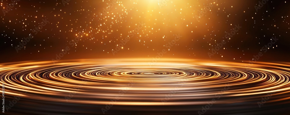 Poster gold abstract background idea. abstract golden ripple effect with glowing lights and cosmic backgrou