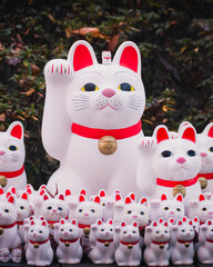 Gotokuji Temple. Lucky Cat temple in Tokyo, where hundres of Maneki-Neko statues stand around the temple.