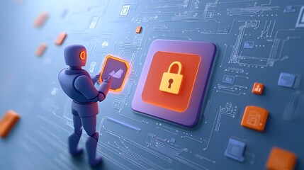 Digital security measures virtual environment graphic illustration technology futuristic perspective cyber protection concepts