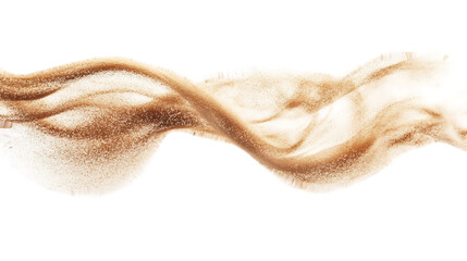 Sand flying explosion, Golden grain wave explode. Abstract cloud fly. Yellow colored sand splash throwing in Air. on transparent background