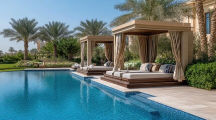 Luxury Poolside Oasis: Tranquil Relaxation by the Water