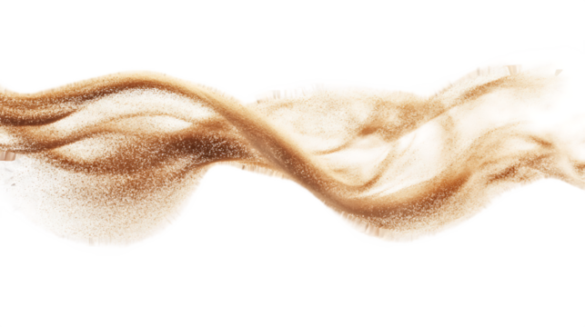 Sand flying explosion, Golden grain wave explode. Abstract cloud fly. Yellow colored sand splash throwing in Air. on transparent background