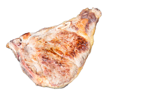 grilled pan fried pork chops on the bones isolated on white png transparent background