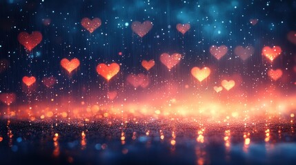 Obraz premium Falling Hearts: A Romantic Valentine's Day Background