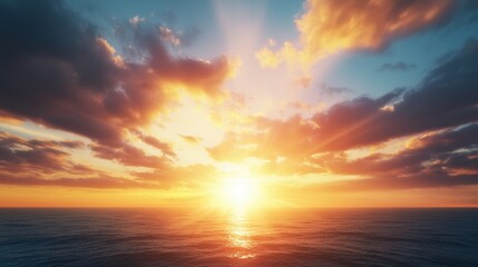 Fototapeta premium Dramatic ocean sunset over waves coastal view nature scene