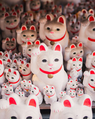 Gotokuji Temple. Lucky Cat temple in Tokyo, where hundres of Maneki-Neko statues stand around the temple.