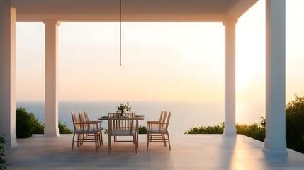 serene sunset oceanview dining terrace - minimalist design