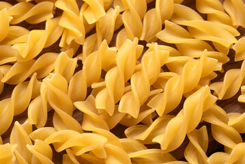 Sfondo di fusilli, formato di pasta italiana 