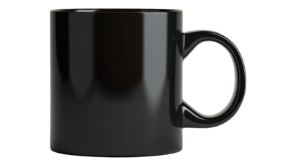 Elegant black coffee mug for a modern kitchen setting transparent background