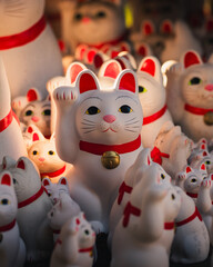 Gotokuji Temple. Lucky Cat temple in Tokyo, where hundres of Maneki-Neko statues stand around the temple.