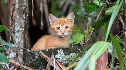 Alert Kitten Observing Park: Focused & Curious