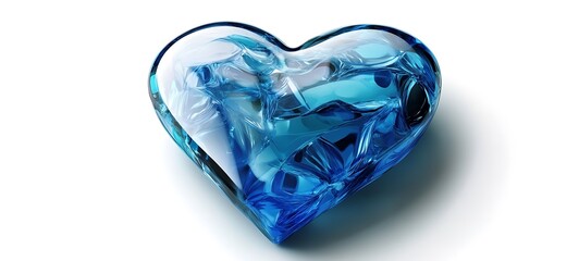 Fototapeta premium Happy Valentine Day Blue Heart on white background