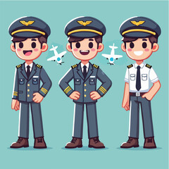 pilot character vector is smiling © SembilanKarya