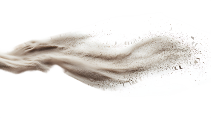 Sandstorm. Dust cloud or sand with flying small particles or stones. isolated on transparent background