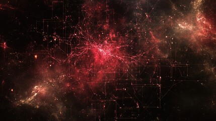 Glowing neural network pathways merged with engineering blueprints in an abstract visualization. Copy space.