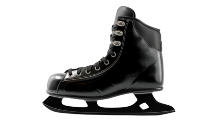Stunning black ice skate ready for winter adventures on ice transparent background