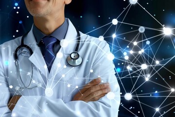 Abstract representation of ai  digital face merging into binary code and neural patterns