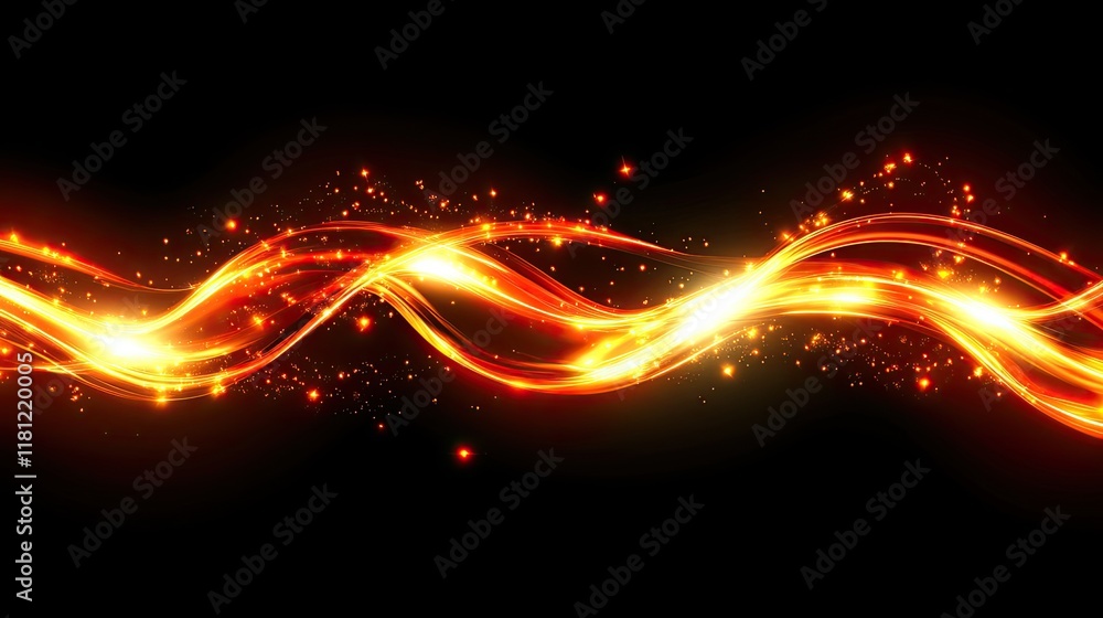 Poster intertwining glowing waves representing data and energy flow, set against a sleek black gradient. co
