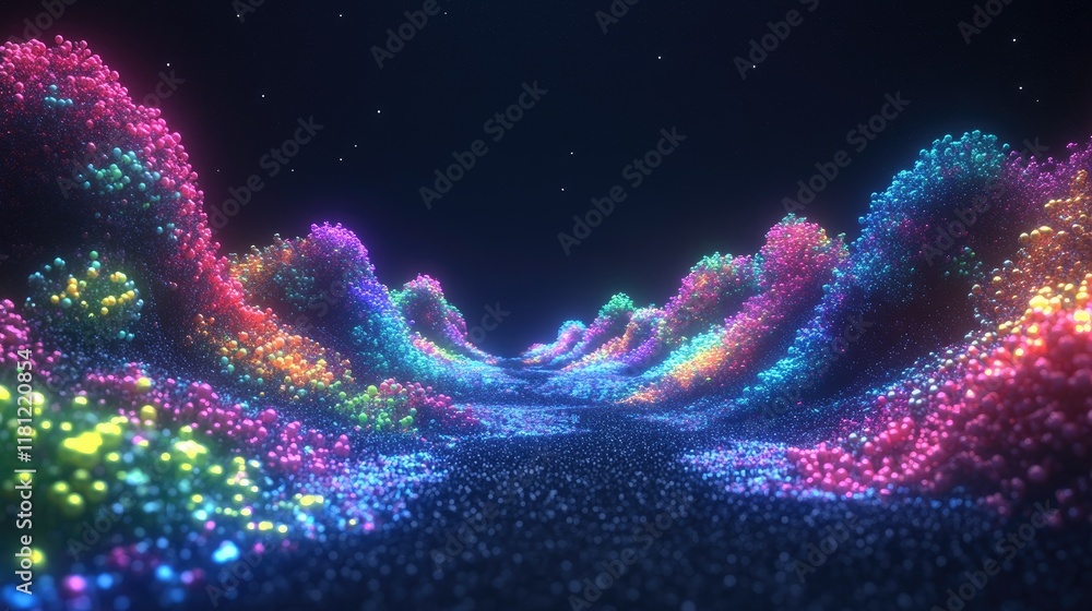 Poster d glowing models of molecular biology structures like rna strands floating in clean space. copy spac