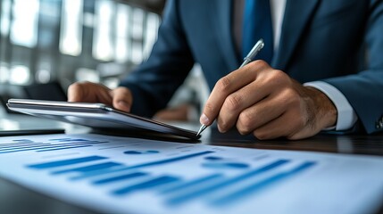 Businessman Reviewing Financial Documents
