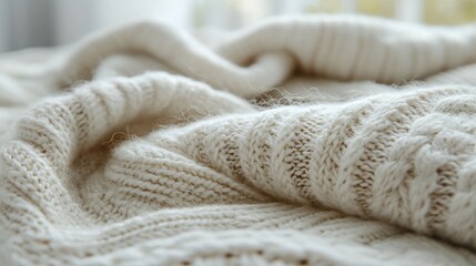 Soft, creamy white knitted fabric texture.