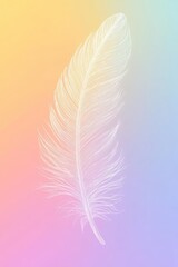 Fototapeta premium A delicate feather against a pastel gradient background.