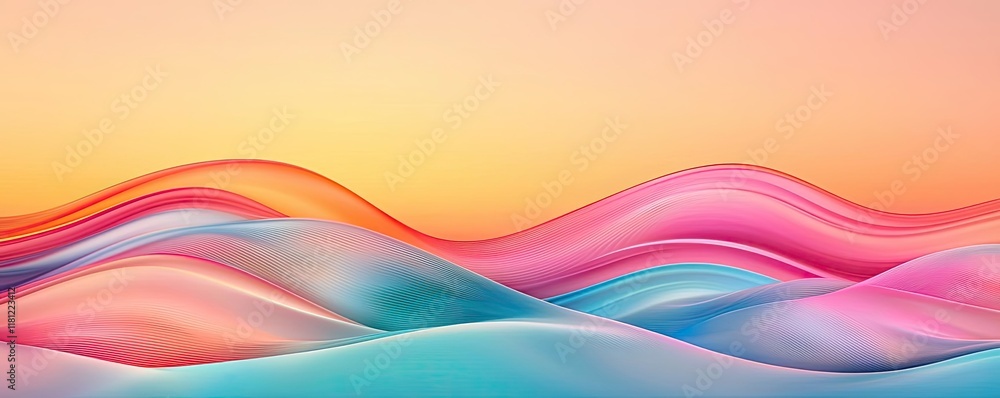 Poster scenery abstract background concept. vibrant abstract waves in pink and blue tones create a colorful