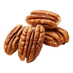 Delicious Pecan Nuts on White on transparent PNG background.