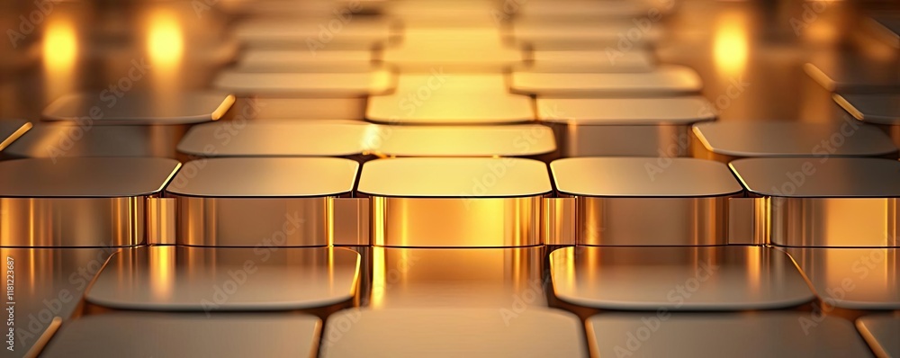 Poster gold abstract background idea. a captivating abstract background made of golden panels reflecting li