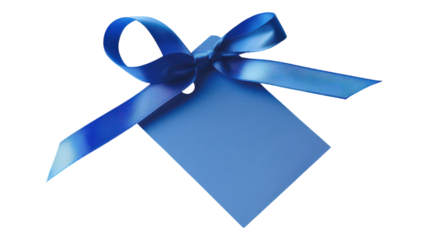 Elegant blue tag adorned with a delicate ribbon for gifts transparent background