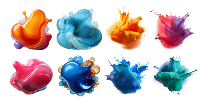 Colorful Liquid Blobs on Transparent Background