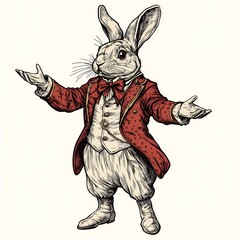 Fototapeta premium A dapper rabbit in a formal outfit, welcoming guests.