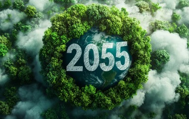 Earth 2055, green forest, future.