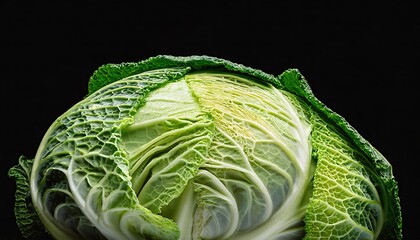 Fototapeta premium Head of cabbage on the table on a black background