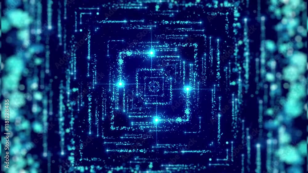 Aufkleber hi-tech animated background with digital tunnel effect