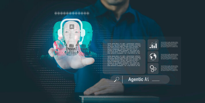 Ai Agentic generative artificial intelligence. robotic processes automation and data analysis, technologies machine learning and natural language processing to enable it to work on its owner